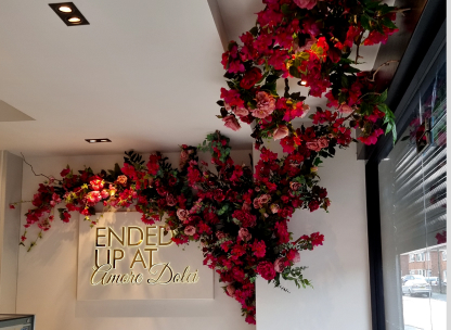 red flower wall decor